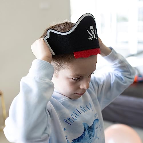 Toyseum 3 x Kids Pirate Hat, Fits Children of All Ages, Pirate Party Hats for Boys & Girls Fancy Dress Parties or for Party Bags, Childrens Pirate Accessories for School Events, Pack of 3