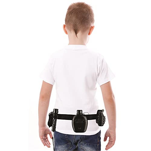 Dress Up America Police Officer SWAT Role Play Set For Kids - Play Accessory Set – Police Force Set Includes Plastic Sword and Binoculars Shield, Adjustable Belt, Flashlight & More, Black and White