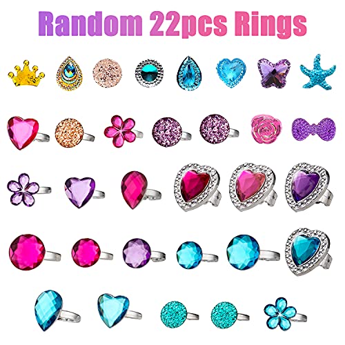 BeYumi 66 Pcs Princess Jewelry Dress-Up Accessories Toy Set With Princess Tiara, Necklace, Earrings, Rings, Wand, Bracelets, Pretend Play Jewelry Gift Set for Girls Birthday Party Favor