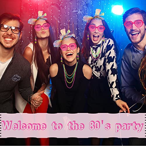 80s Fancy Dress for Women Girls, 1980s Party Rainbow Costume Accessories Set Tutu Skirt Leg Warmers Fishnet Gloves Glasses Earrings Bracelet Necklace Headband, Retro Outfit for 80s Party, Dress up Day