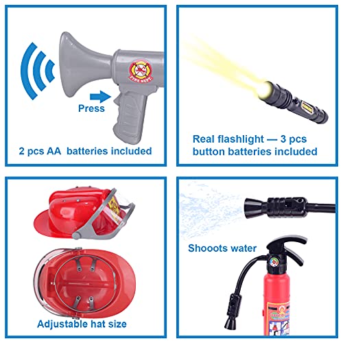 Lesheng space 10 piece Fireman Costume for Kids Firefighter pretend Role Play Dress-Up Kit for Children Fire Chief outfit with Accessories