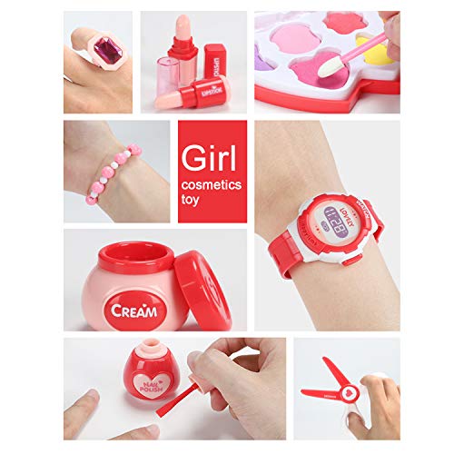 Sanlebi Pretend Makeup Set Jewelry Kit Princess Dress Up Kids Hairdressing Gift For 3 Year olds girls, 28 Pcs