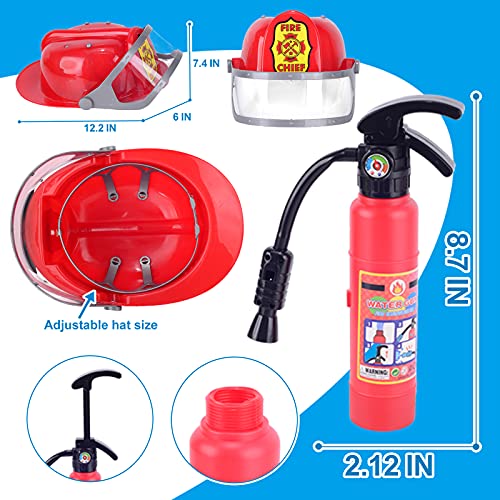 Lesheng space 10 piece Fireman Costume for Kids Firefighter pretend Role Play Dress-Up Kit for Children Fire Chief outfit with Accessories