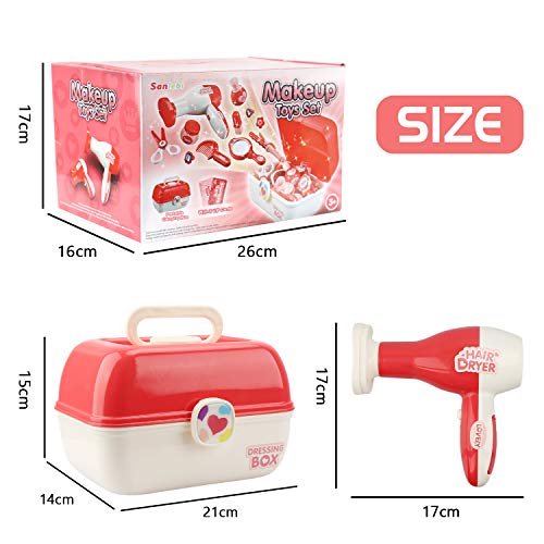 Sanlebi Pretend Makeup Set Jewelry Kit Princess Dress Up Kids Hairdressing Gift For 3 Year olds girls, 28 Pcs