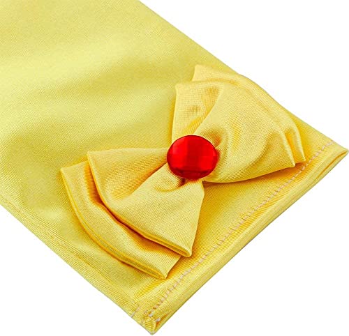 Vicloon Elsa Dress Up Accessories Set, 7 Pcs Princess Dress-up Party Accessories for Girls with Elsa Gloves, Princess Tiara, Earring, Magic Wand, Necklace(Yellow)