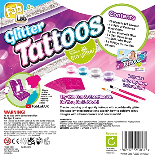 FabLab FL003 Glitter Tattoos, Mixed,22 x 22 x 5 cm