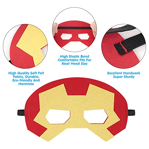 URAQT Superhero Masks, 16 Pcs Super Hero Costumes Toy Party Favors for Kids, Children Masks Dress Up Cosplay Mask, Boys & Girls Felt Eye Mask for Party Masquerade Birthdays Party Cosplay