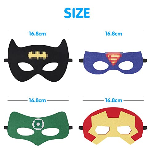 URAQT Superhero Masks, 16 Pcs Super Hero Costumes Toy Party Favors for Kids, Children Masks Dress Up Cosplay Mask, Boys & Girls Felt Eye Mask for Party Masquerade Birthdays Party Cosplay