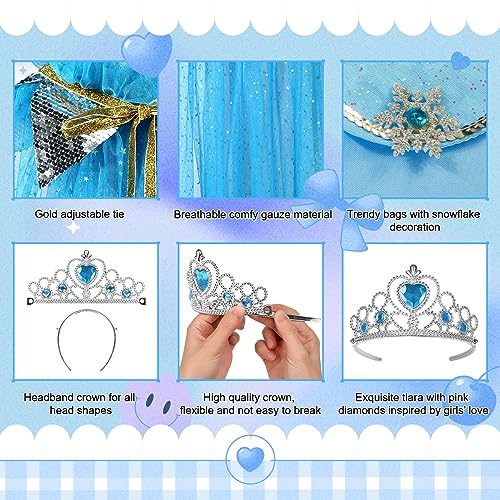 LOYO Princess Dress Up Accessories for Girls, Kids Cape with Princess Crown, Fancy Dress Up for Kids, Princess Costumes for Girls Age 3 4 5 6 7 Birthday Gift Halloween