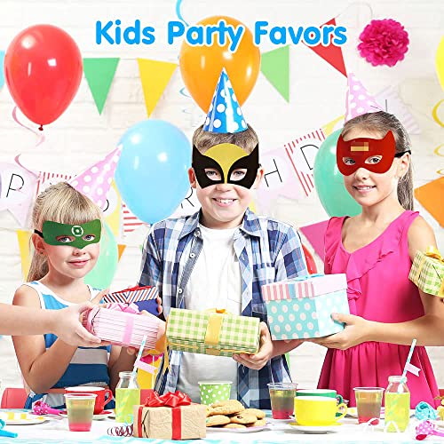 URAQT Superhero Masks, 16 Pcs Super Hero Costumes Toy Party Favors for Kids, Children Masks Dress Up Cosplay Mask, Boys & Girls Felt Eye Mask for Party Masquerade Birthdays Party Cosplay