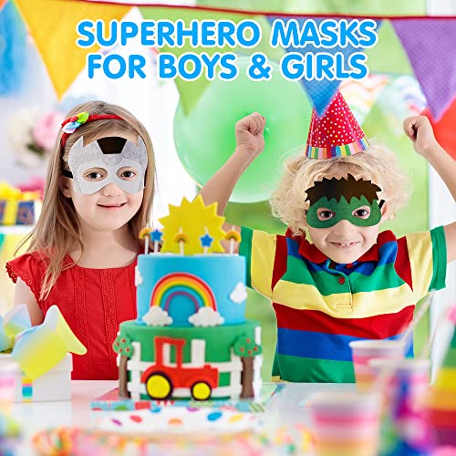 URAQT Superhero Masks, 16 Pcs Super Hero Costumes Toy Party Favors for Kids, Children Masks Dress Up Cosplay Mask, Boys & Girls Felt Eye Mask for Party Masquerade Birthdays Party Cosplay