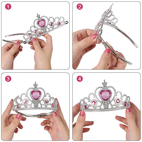 Vicloon Princess Costumes Set of 8 Pieces Gift From Princess Crown, Gloves, Magic Wand, Necklace, Ring, Earrings for 3-9 Years