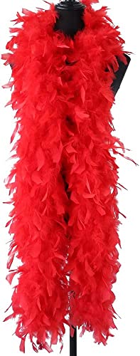 Feather Boa for Fancy Dress and Crafts, 2 Meters Long - Approx 80 G Feathers Boa DIY Girl's Fancy Dress Accessories Christmas Carnival, 2022 Halloween Costume Accessory Holiday Decors(Red)