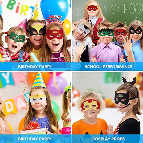 URAQT Superhero Masks, 16 Pcs Super Hero Costumes Toy Party Favors for Kids, Children Masks Dress Up Cosplay Mask, Boys & Girls Felt Eye Mask for Party Masquerade Birthdays Party Cosplay