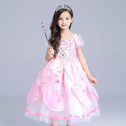 Vicloon Princess Costumes Set of 8 Pieces Gift From Princess Crown, Gloves, Magic Wand, Necklace, Ring, Earrings for 3-9 Years