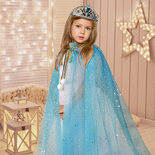 LOYO Princess Dress Up Accessories for Girls, Kids Cape with Princess Crown, Fancy Dress Up for Kids, Princess Costumes for Girls Age 3 4 5 6 7 Birthday Gift Halloween