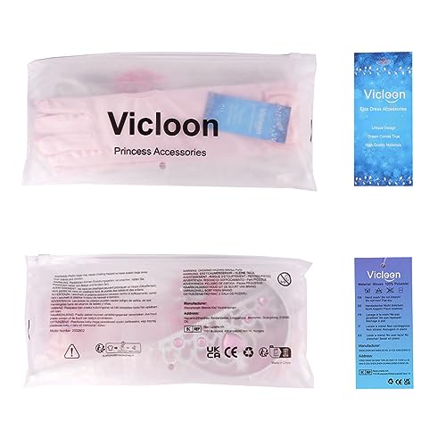 Vicloon Princess Costumes Set of 8 Pieces Gift From Princess Crown, Gloves, Magic Wand, Necklace, Ring, Earrings for 3-9 Years