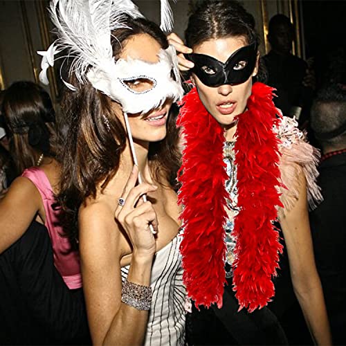 Feather Boa for Fancy Dress and Crafts, 2 Meters Long - Approx 80 G Feathers Boa DIY Girl's Fancy Dress Accessories Christmas Carnival, 2022 Halloween Costume Accessory Holiday Decors(Red)