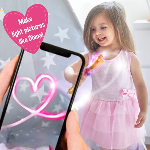 WOW! STUFF Love Diana Hairbrush Light Painting Wand with Sounds | Light up Hair Brush, Role Play and Dress-Up Accessory | Official Toys for Kids Inspired By The YouTube, TV and Animation Series