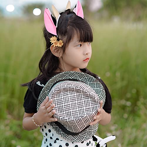 Ailesiy Pink Cow Costume Set with Black White Polka Dot Tutu Skirt Cow Ear Headband Tail Bow Tie Cow Cosplay Set Dress Up Halloween Cosplay Party Accessories for Boys Girls