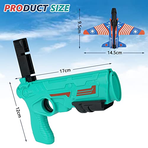 OSDUE Airplane Launcher Toys Set, 3PCS Foam Throwing Glider Plane with Catapult Gun, Outdoor Garden Airplane Activities Toys Games, Indoor Outdoor Shooting Game Flying Toys for Kids Boys Age 3-12
