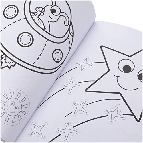 Orchard Toys Outer Space Sticker Colouring Book, Educational Activity Book, Space, Space Colouring Book, Kids Age 3 Years +, Perfect for Parties