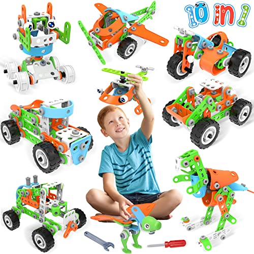MOONTOY STEM Toys Building Blocks Toys for 5 Year Old Boys Girl- 218 PCS Construction Toys Gift,10-in-1 Educational Dinosaur Building Toys Activities Game Present for Kids Ages 4 5 6 7 8 9 10 Year Old