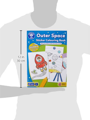 Orchard Toys Outer Space Sticker Colouring Book, Educational Activity Book, Space, Space Colouring Book, Kids Age 3 Years +, Perfect for Parties