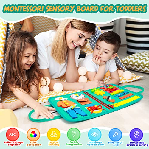 Busy Board Toddler Sensory Toys, Montessori Toys, Multi-page Busy Book, Kids Skill Toy Plane Activities, Activity Board for Learning Preschool Educational Toys for 2-6 Years Old, Boys & Girls Gift