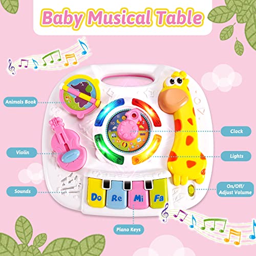 LINFUN KIDS Baby Musical Toy Learning Activity Table, Sensory Toys for Babies with Light and Sound Early Education Games Gift for Toddlers Kids Boys Girls 6 9 12 Months 1 2 Years Old