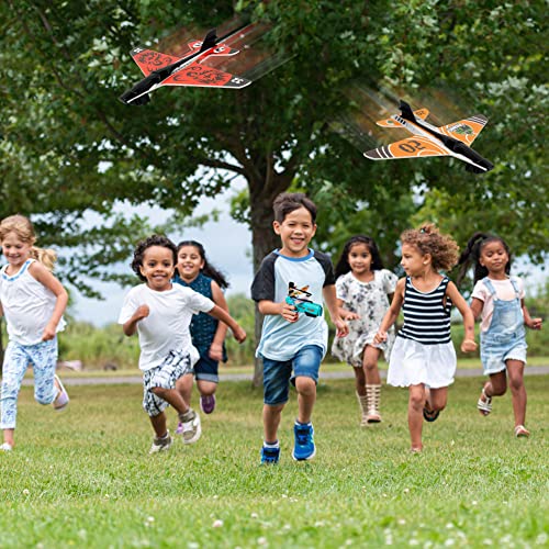 OSDUE Airplane Launcher Toys Set, 3PCS Foam Throwing Glider Plane with Catapult Gun, Outdoor Garden Airplane Activities Toys Games, Indoor Outdoor Shooting Game Flying Toys for Kids Boys Age 3-12
