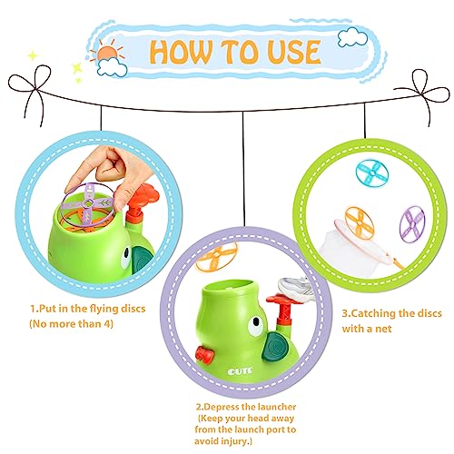 Sitodier Outdoor Toys for kids, Outside Flying Discs Launcher Toy for Kids Ages 4-8, Garden Activity Toy Catching Chasing Game for Boys Girls 3 4 5 6 7 8 9 Years Old, Outdoor Game for Beach Backyard