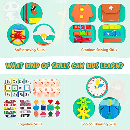 Busy Board Toddler Sensory Toys, Montessori Toys, Multi-page Busy Book, Kids Skill Toy Plane Activities, Activity Board for Learning Preschool Educational Toys for 2-6 Years Old, Boys & Girls Gift