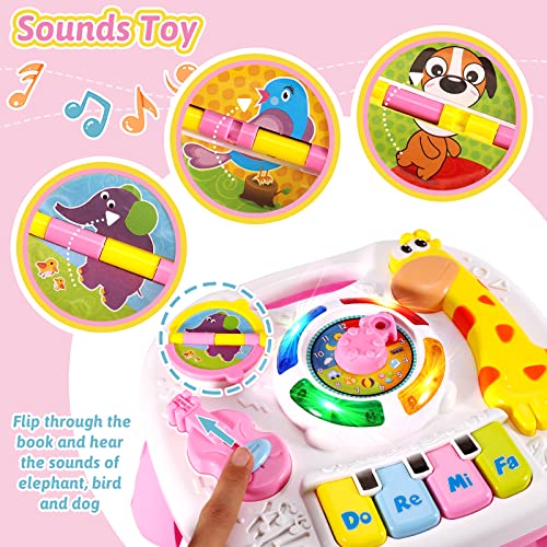 LINFUN KIDS Baby Musical Toy Learning Activity Table, Sensory Toys for Babies with Light and Sound Early Education Games Gift for Toddlers Kids Boys Girls 6 9 12 Months 1 2 Years Old