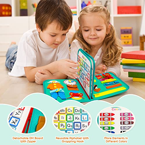 Busy Board Toddler Sensory Toys, Montessori Toys, Multi-page Busy Book, Kids Skill Toy Plane Activities, Activity Board for Learning Preschool Educational Toys for 2-6 Years Old, Boys & Girls Gift