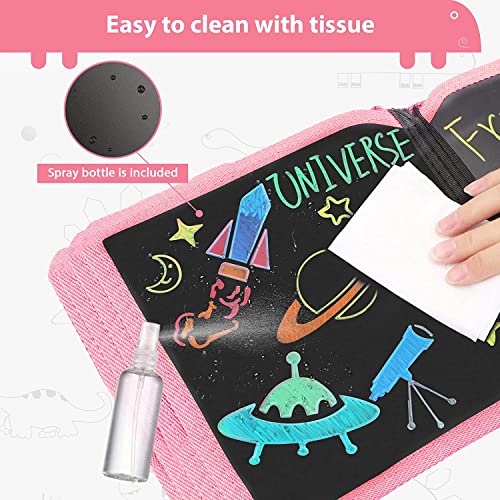 Erasable Doodle Book Set, Toddler Entertainment Travel Toys, Double-Sided Kids' Writing Drawing Boards, Portable Children Early Learning Drawing Pad, Gifts for 3-8 Years Old Boys Girls(Pink Unicon)
