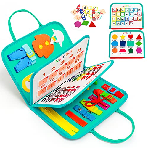 Busy Board Toddler Sensory Toys, Montessori Toys, Multi-page Busy Book, Kids Skill Toy Plane Activities, Activity Board for Learning Preschool Educational Toys for 2-6 Years Old, Boys & Girls Gift