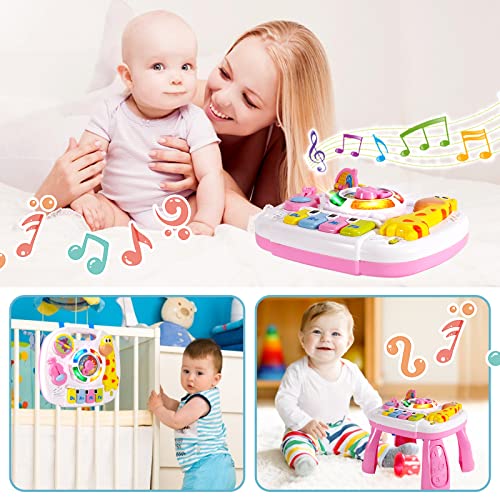 LINFUN KIDS Baby Musical Toy Learning Activity Table, Sensory Toys for Babies with Light and Sound Early Education Games Gift for Toddlers Kids Boys Girls 6 9 12 Months 1 2 Years Old
