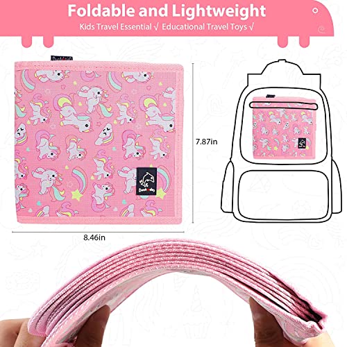 Erasable Doodle Book Set, Toddler Entertainment Travel Toys, Double-Sided Kids' Writing Drawing Boards, Portable Children Early Learning Drawing Pad, Gifts for 3-8 Years Old Boys Girls(Pink Unicon)