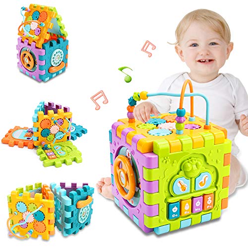nicknack Activity Cube Baby Toys, 6 in 1 Learning Play Cube for Toddlers Activity Centre Cube Shape Sorter Toy for Boys Girls Kids 18 Months Plus