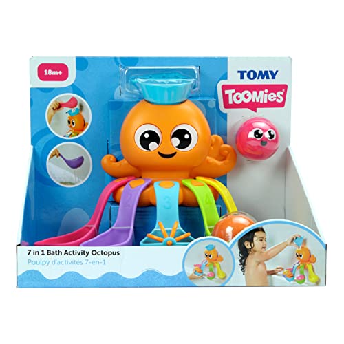 Toomies E73104 Tomy 7 in 1 Activity Octopus, Kids Toys for Water Play, Fun Bath Accessories for Babies and Toddlers, Suitable for 18 Months and Older, Multicoloured