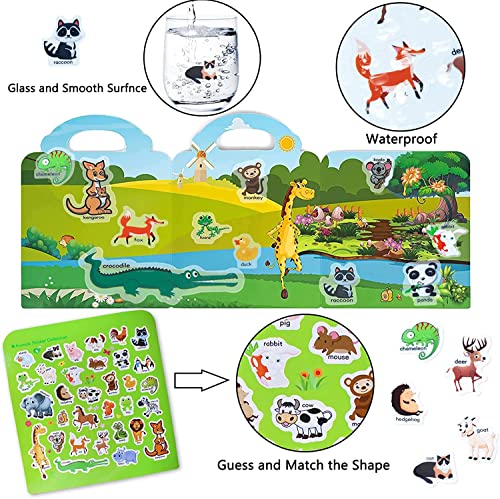 Wieat Reusable Sticker Books, 3-Pack Kid's Stickers Toys for 2-4 Year Olds Children, Toddler Activities Books, Educational Toys for Kids,Best Christms Toys Gifts for Girls&Boys(Animals/Space/Vehicle)