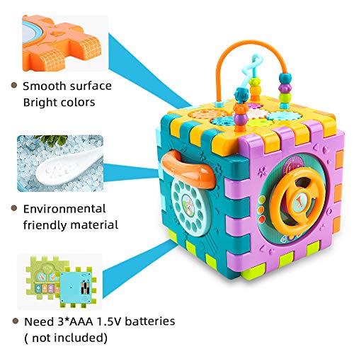 nicknack Activity Cube Baby Toys, 6 in 1 Learning Play Cube for Toddlers Activity Centre Cube Shape Sorter Toy for Boys Girls Kids 18 Months Plus