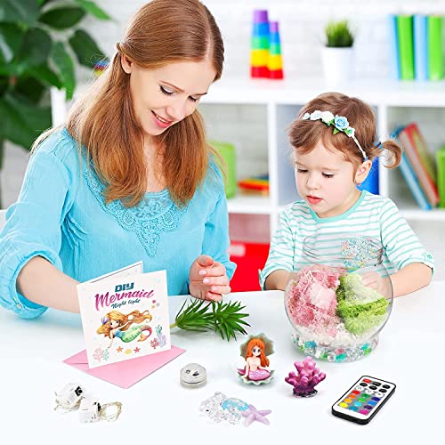 FHzytg DIY Light-Up Mermaid Terrarium Kit for Kids,3 Light Modes Mermaid Toys & Activities Kits Presents,Arts & Crafts Mermaid Gifts for Girls Age 4 5 6 7 8-12 Years Old,Birthday Gift, Bedroom Decor…