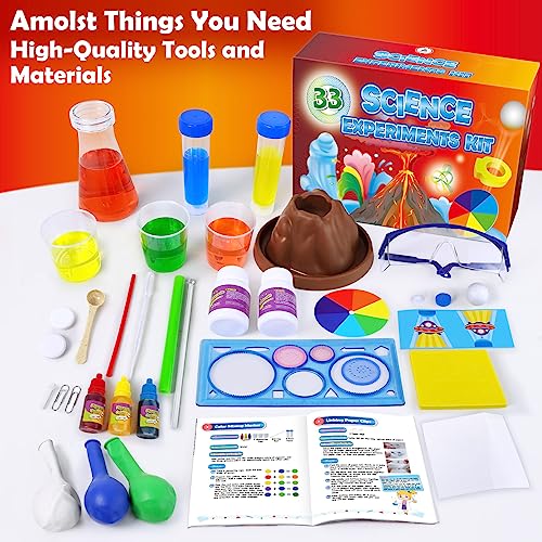 UNGLINGA 33 Experiments Science Kit for Kids Age 4-6-8-10, Science Project STEM Learning Educational Toys Gifts for Boys Girls 4 5 6 7 8 9 10 Years Old, Chemistry Set, Volcano Erupting