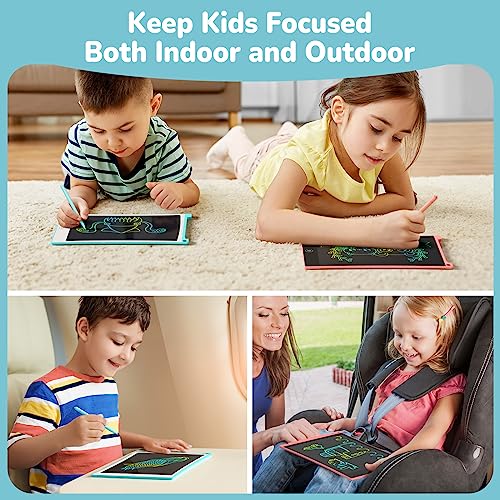 TECJOE 2 Pack LCD Writing Tablet, 8.5 Inch Colorful Writing Board Drawing Tablet for Kids, Erasable Reusable Writing Drawing Pad, Learning Toys Gifts for 3 4 5 6 Years Old Boys and Girls Toddlers