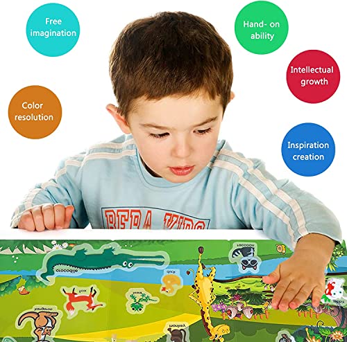 Wieat Reusable Sticker Books, 3-Pack Kid's Stickers Toys for 2-4 Year Olds Children, Toddler Activities Books, Educational Toys for Kids,Best Christms Toys Gifts for Girls&Boys(Animals/Space/Vehicle)