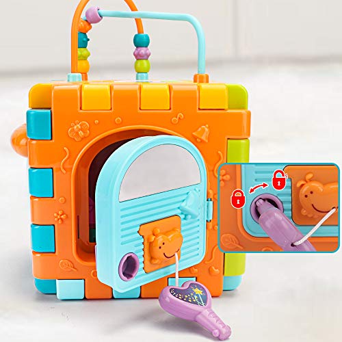 nicknack Activity Cube Baby Toys, 6 in 1 Learning Play Cube for Toddlers Activity Centre Cube Shape Sorter Toy for Boys Girls Kids 18 Months Plus
