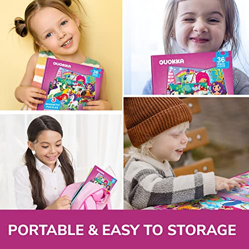 Magnetic Puzzles for Kids Ages 3-5 - 36 Pieces Travel Toddler Puzzles by QUOKKA - Princess Unicorn Car Activities Toy for Girls 4-8 yo - Learning Magnet for Road Trip