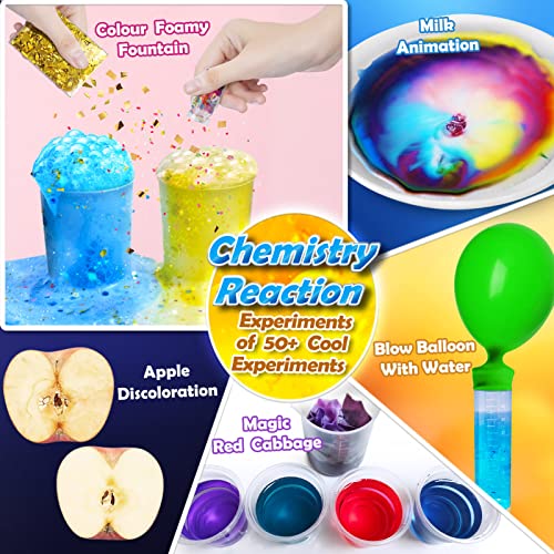 UNGLINGA 50+ Science Lab Experiments Kit for Kids Age 4-6-8-10, STEM Activities Educational Scientist Toys Gifts for Boys Girls Chemistry Set, Gemstone Dig, Volcano Eruption, Crystal Growing